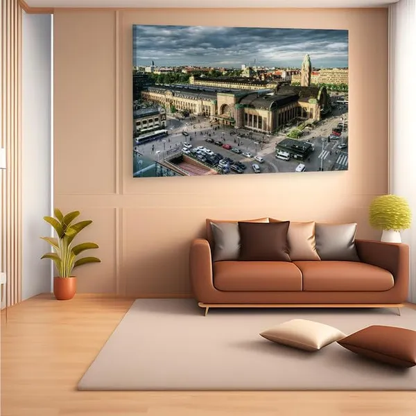 Multicolor_Helsingin_P???Rautatieasema,_Wooden_Framed_Canvas_Paintings_|_For_Home_Decor_|_Bedroom,_Living_Room,Wall_Decoration_|_Wall_Art_Painting,_Ct0241,_Size_16_X_24_In