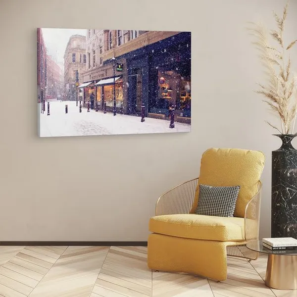 Multicolor_Europe_Street_Snow,_Wooden_Framed_Canvas_Paintings_|_For_Home_Decor_|_Bedroom,_Living_Room,Wall_Decoration_|_Wall_Art_Painting,_Ct0247,_Size_16_X_24_In