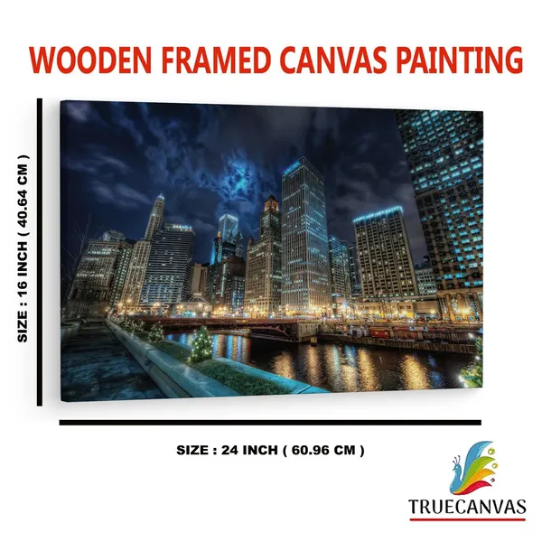 Multicolor_Downtown_Chicago_River_Night,_Wooden_Framed_Canvas_Paintings_|_For_Home_Decor_|_Bedroom,_Living_Room,Wall_Decoration_|_Wall_Art_Painting,_Ct0252,_Size_16_X_24_In