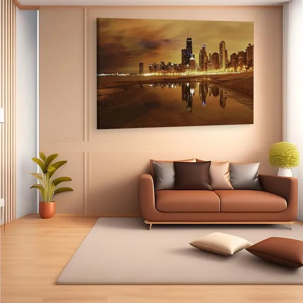 Multicolor_Chicago_Night_Beach,_Wooden_Framed_Canvas_Paintings_|_For_Home_Decor_|_Bedroom,_Living_Room,Wall_Decoration_|_Wall_Art_Painting,_Ct0253,_Size_16_X_24_In