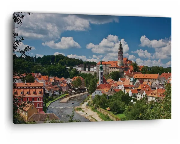 Multicolor_State_Castle_And_Chateau_?Esk?_Krumlov,_Wooden_Framed_Canvas_Paintings_|_For_Home_Decor_|_Bedroom,_Living_Room,Wall_Decoration_|_Wall_Art_Painting,_Ct0254,_Size_16_X_24_In