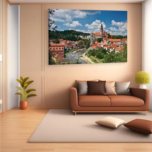 Multicolor_State_Castle_And_Chateau_?Esk?_Krumlov,_Wooden_Framed_Canvas_Paintings_|_For_Home_Decor_|_Bedroom,_Living_Room,Wall_Decoration_|_Wall_Art_Painting,_Ct0254,_Size_16_X_24_In