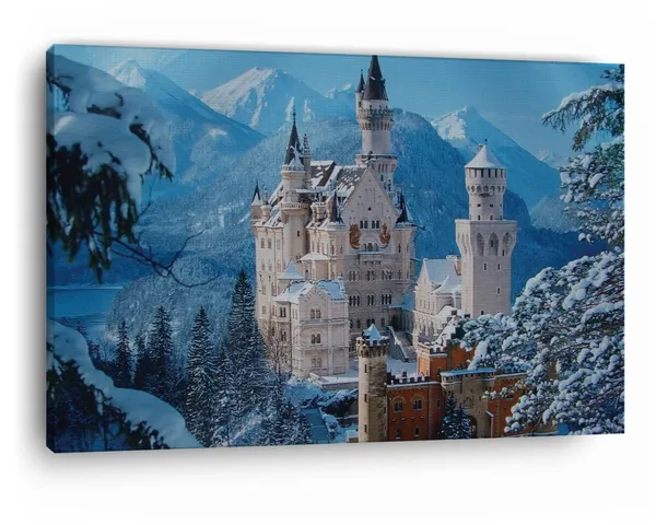 Multicolor_Neuschwanstein_Castle,_Wooden_Framed_Canvas_Paintings_|_For_Home_Decor_|_Bedroom,_Living_Room,Wall_Decoration_|_Wall_Art_Painting,_Ct0256,_Size_16_X_24_In