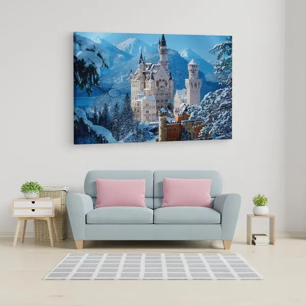 Multicolor_Neuschwanstein_Castle,_Wooden_Framed_Canvas_Paintings_|_For_Home_Decor_|_Bedroom,_Living_Room,Wall_Decoration_|_Wall_Art_Painting,_Ct0256,_Size_16_X_24_In