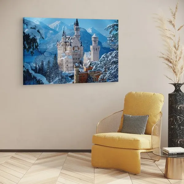 Multicolor_Neuschwanstein_Castle,_Wooden_Framed_Canvas_Paintings_|_For_Home_Decor_|_Bedroom,_Living_Room,Wall_Decoration_|_Wall_Art_Painting,_Ct0256,_Size_16_X_24_In