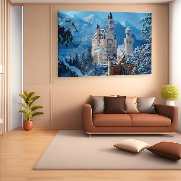 Multicolor_Neuschwanstein_Castle,_Wooden_Framed_Canvas_Paintings_|_For_Home_Decor_|_Bedroom,_Living_Room,Wall_Decoration_|_Wall_Art_Painting,_Ct0256,_Size_16_X_24_In