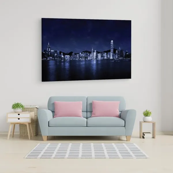 Multicolor_Hong_Kong_Skyline,_Wooden_Framed_Canvas_Paintings_|_For_Home_Decor_|_Bedroom,_Living_Room,Wall_Decoration_|_Wall_Art_Painting,_Ct0262,_Size_16_X_24_In