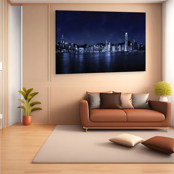 Multicolor_Hong_Kong_Skyline,_Wooden_Framed_Canvas_Paintings_|_For_Home_Decor_|_Bedroom,_Living_Room,Wall_Decoration_|_Wall_Art_Painting,_Ct0262,_Size_16_X_24_In