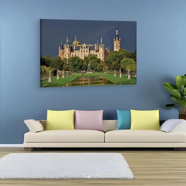 Multicolor_Schwerin_Castle,_Wooden_Framed_Canvas_Paintings_|_For_Home_Decor_|_Bedroom,_Living_Room,Wall_Decoration_|_Wall_Art_Painting,_Ct0276,_Size_16_X_24_In