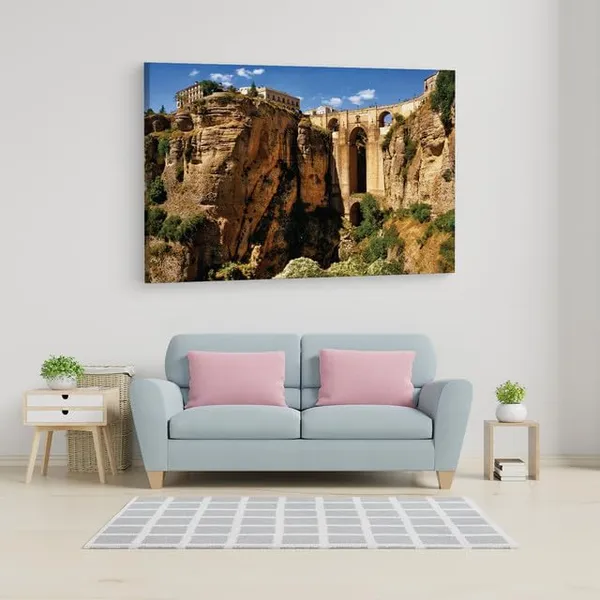 Multicolor_El_Tajo_De_Ronda,_Wooden_Framed_Canvas_Paintings_|_For_Home_Decor_|_Bedroom,_Living_Room,Wall_Decoration_|_Wall_Art_Painting,_Ct0279,_Size_16_X_24_In