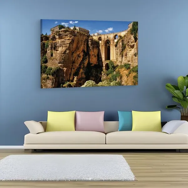 Multicolor_El_Tajo_De_Ronda,_Wooden_Framed_Canvas_Paintings_|_For_Home_Decor_|_Bedroom,_Living_Room,Wall_Decoration_|_Wall_Art_Painting,_Ct0279,_Size_16_X_24_In