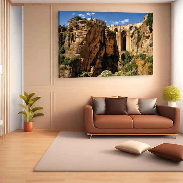 Multicolor_El_Tajo_De_Ronda,_Wooden_Framed_Canvas_Paintings_|_For_Home_Decor_|_Bedroom,_Living_Room,Wall_Decoration_|_Wall_Art_Painting,_Ct0279,_Size_16_X_24_In