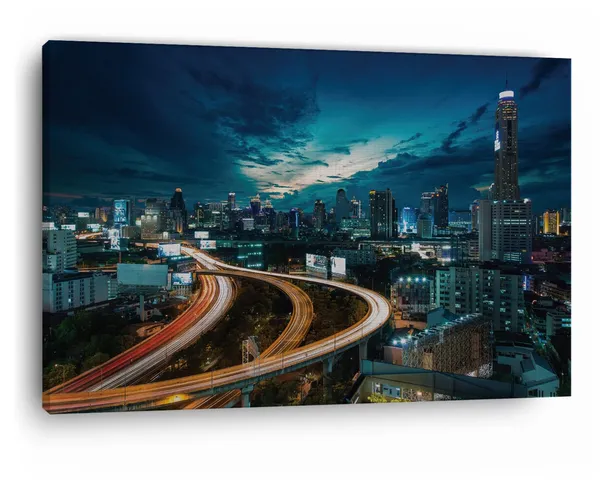 Multicolor_Bangkok_City_Road,_Wooden_Framed_Canvas_Paintings_|_For_Home_Decor_|_Bedroom,_Living_Room,Wall_Decoration_|_Wall_Art_Painting,_Ct0287,_Size_16_X_24_In