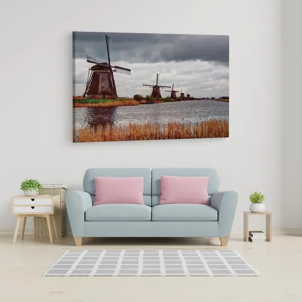 Multicolor_Unesco_Werelderfgoed_Kinderdijk,_Wooden_Framed_Canvas_Paintings_|_For_Home_Decor_|_Bedroom,_Living_Room,Wall_Decoration_|_Wall_Art_Painting,_Ct0293,_Size_16_X_24_In