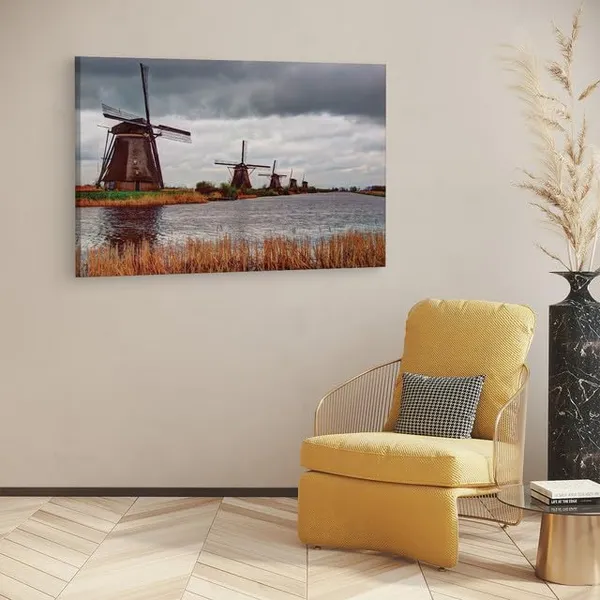 Multicolor_Unesco_Werelderfgoed_Kinderdijk,_Wooden_Framed_Canvas_Paintings_|_For_Home_Decor_|_Bedroom,_Living_Room,Wall_Decoration_|_Wall_Art_Painting,_Ct0293,_Size_16_X_24_In
