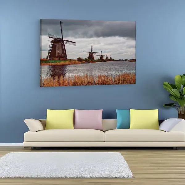 Multicolor_Unesco_Werelderfgoed_Kinderdijk,_Wooden_Framed_Canvas_Paintings_|_For_Home_Decor_|_Bedroom,_Living_Room,Wall_Decoration_|_Wall_Art_Painting,_Ct0293,_Size_16_X_24_In