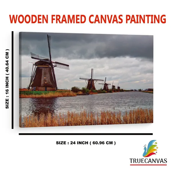 Multicolor_Unesco_Werelderfgoed_Kinderdijk,_Wooden_Framed_Canvas_Paintings_|_For_Home_Decor_|_Bedroom,_Living_Room,Wall_Decoration_|_Wall_Art_Painting,_Ct0293,_Size_16_X_24_In