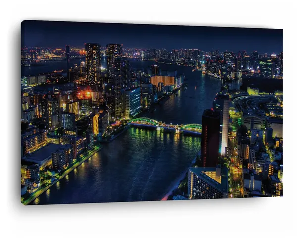 Multicolor_Night_Tokyo_River_Bridge,_Wooden_Framed_Canvas_Paintings_|_For_Home_Decor_|_Bedroom,_Living_Room,Wall_Decoration_|_Wall_Art_Painting,_Ct0302,_Size_16_X_24_In