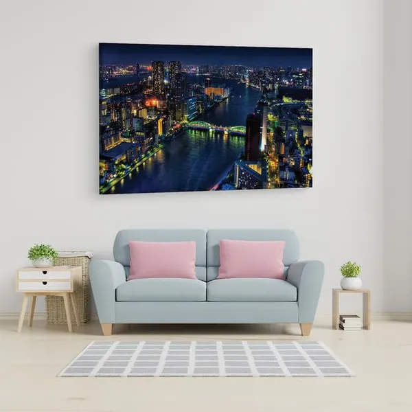 Multicolor_Night_Tokyo_River_Bridge,_Wooden_Framed_Canvas_Paintings_|_For_Home_Decor_|_Bedroom,_Living_Room,Wall_Decoration_|_Wall_Art_Painting,_Ct0302,_Size_16_X_24_In