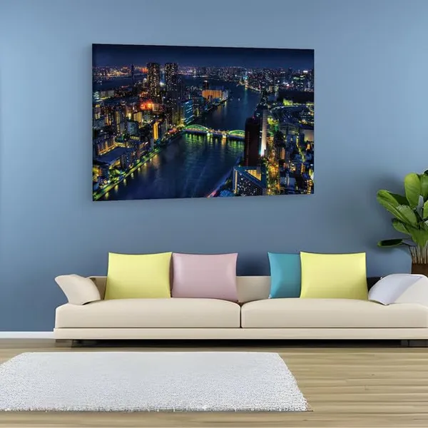 Multicolor_Night_Tokyo_River_Bridge,_Wooden_Framed_Canvas_Paintings_|_For_Home_Decor_|_Bedroom,_Living_Room,Wall_Decoration_|_Wall_Art_Painting,_Ct0302,_Size_16_X_24_In