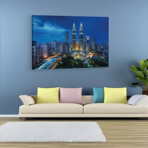 Multicolor_Petronas_Twin_Tower_2,_Wooden_Framed_Canvas_Paintings_|_For_Home_Decor_|_Bedroom,_Living_Room,Wall_Decoration_|_Wall_Art_Painting,_Ct0304,_Size_16_X_24_In
