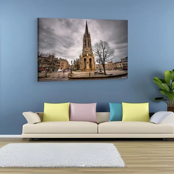 Multicolor_Fl?Che_De_La_Basilique_Saint-Michel,_Wooden_Framed_Canvas_Paintings_|_For_Home_Decor_|_Bedroom,_Living_Room,Wall_Decoration_|_Wall_Art_Painting,_Ct0322,_Size_16_X_24_In