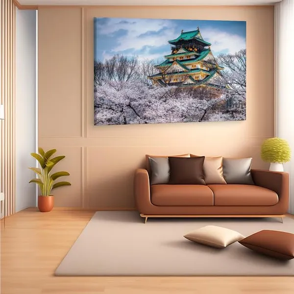 Multicolor_Osaka_Castle,_Wooden_Framed_Canvas_Paintings_|_For_Home_Decor_|_Bedroom,_Living_Room,Wall_Decoration_|_Wall_Art_Painting,_Ct0331,_Size_16_X_24_In