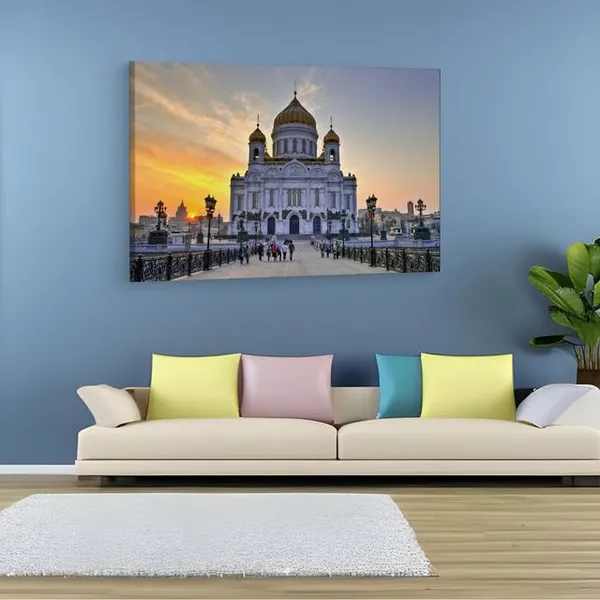 Multicolor_Cathedral_Of_Christ_The_Saviour,_Wooden_Framed_Canvas_Paintings_|_For_Home_Decor_|_Bedroom,_Living_Room,Wall_Decoration_|_Wall_Art_Painting,_Ct0334,_Size_16_X_24_In