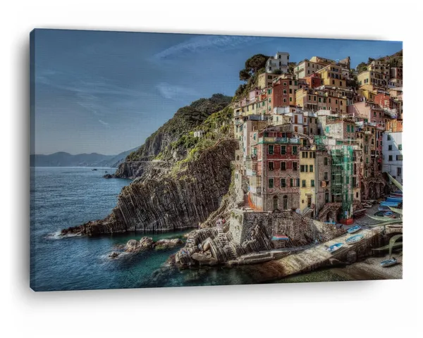 Multicolor_Cinque_Terre_Dock,_Wooden_Framed_Canvas_Paintings_|_For_Home_Decor_|_Bedroom,_Living_Room,Wall_Decoration_|_Wall_Art_Painting,_Ct0335,_Size_16_X_24_In