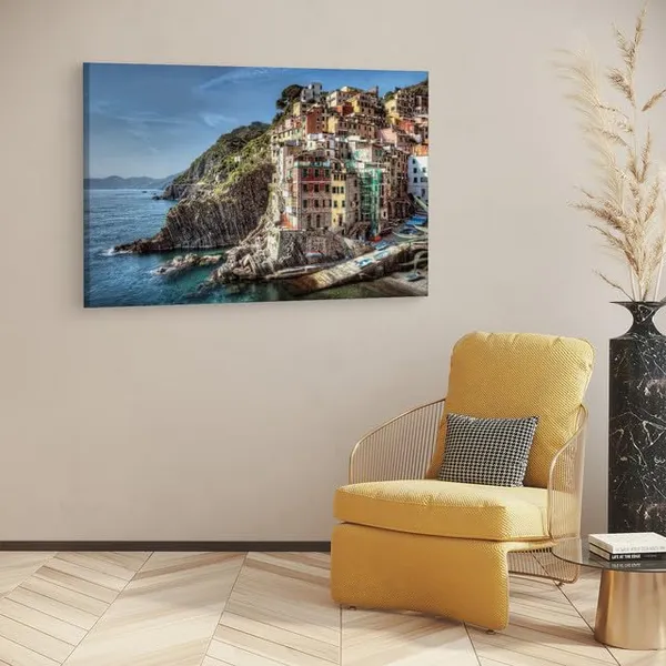 Multicolor_Cinque_Terre_Dock,_Wooden_Framed_Canvas_Paintings_|_For_Home_Decor_|_Bedroom,_Living_Room,Wall_Decoration_|_Wall_Art_Painting,_Ct0335,_Size_16_X_24_In