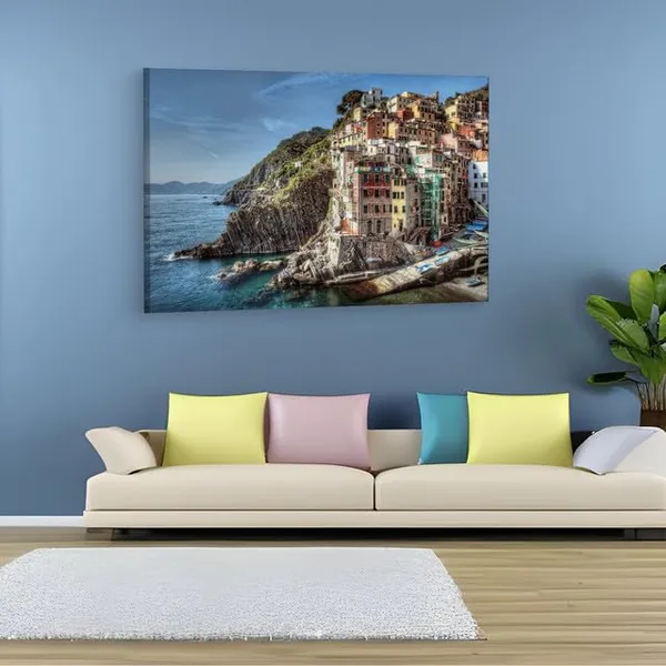 Multicolor_Cinque_Terre_Dock,_Wooden_Framed_Canvas_Paintings_|_For_Home_Decor_|_Bedroom,_Living_Room,Wall_Decoration_|_Wall_Art_Painting,_Ct0335,_Size_16_X_24_In