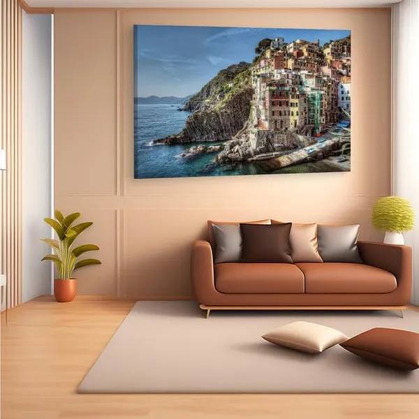 Multicolor_Cinque_Terre_Dock,_Wooden_Framed_Canvas_Paintings_|_For_Home_Decor_|_Bedroom,_Living_Room,Wall_Decoration_|_Wall_Art_Painting,_Ct0335,_Size_16_X_24_In