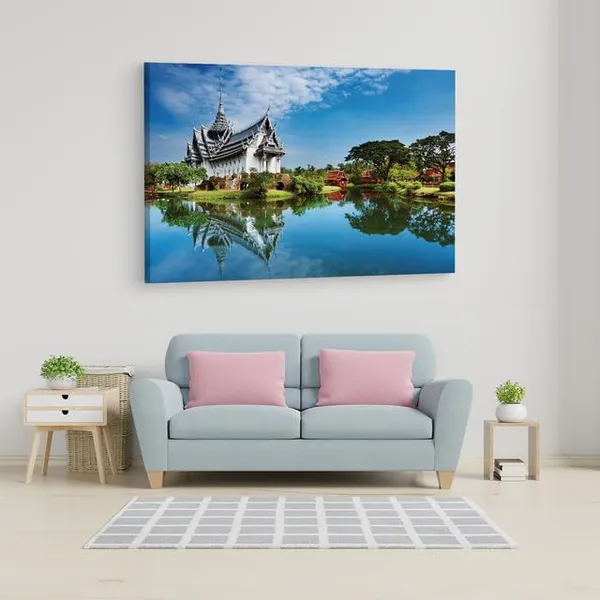 Multicolor_Summer_Temple,_Wooden_Framed_Canvas_Paintings_|_For_Home_Decor_|_Bedroom,_Living_Room,Wall_Decoration_|_Wall_Art_Painting,_Ct0338,_Size_16_X_24_In