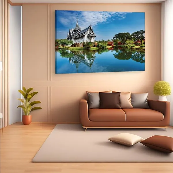 Multicolor_Summer_Temple,_Wooden_Framed_Canvas_Paintings_|_For_Home_Decor_|_Bedroom,_Living_Room,Wall_Decoration_|_Wall_Art_Painting,_Ct0338,_Size_16_X_24_In