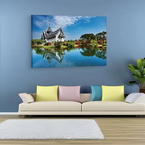 Multicolor_Summer_Temple,_Wooden_Framed_Canvas_Paintings_|_For_Home_Decor_|_Bedroom,_Living_Room,Wall_Decoration_|_Wall_Art_Painting,_Ct0338,_Size_16_X_24_In