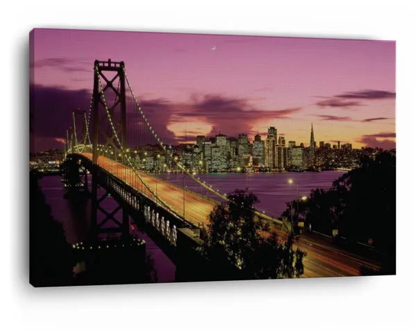 Multicolor_San_Francisco_Bay_Bridge,_Wooden_Framed_Canvas_Paintings_|_For_Home_Decor_|_Bedroom,_Living_Room,Wall_Decoration_|_Wall_Art_Painting,_Ct0339,_Size_16_X_24_In