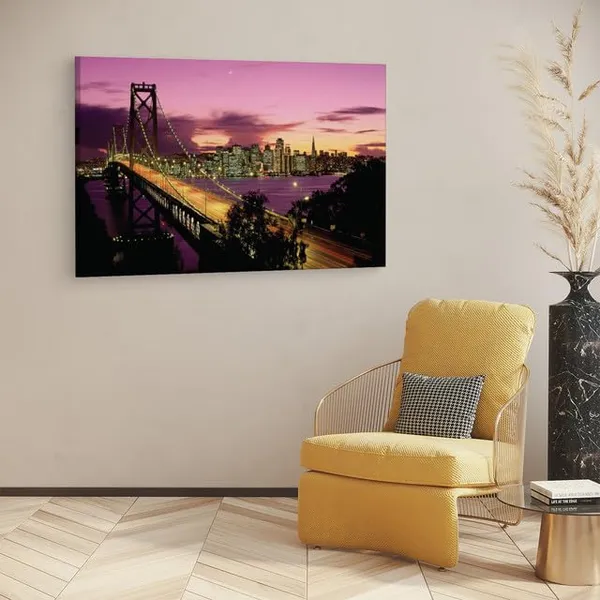 Multicolor_San_Francisco_Bay_Bridge,_Wooden_Framed_Canvas_Paintings_|_For_Home_Decor_|_Bedroom,_Living_Room,Wall_Decoration_|_Wall_Art_Painting,_Ct0339,_Size_16_X_24_In
