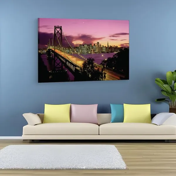Multicolor_San_Francisco_Bay_Bridge,_Wooden_Framed_Canvas_Paintings_|_For_Home_Decor_|_Bedroom,_Living_Room,Wall_Decoration_|_Wall_Art_Painting,_Ct0339,_Size_16_X_24_In