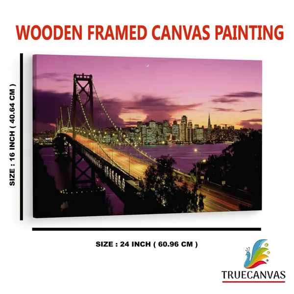 Multicolor_San_Francisco_Bay_Bridge,_Wooden_Framed_Canvas_Paintings_|_For_Home_Decor_|_Bedroom,_Living_Room,Wall_Decoration_|_Wall_Art_Painting,_Ct0339,_Size_16_X_24_In