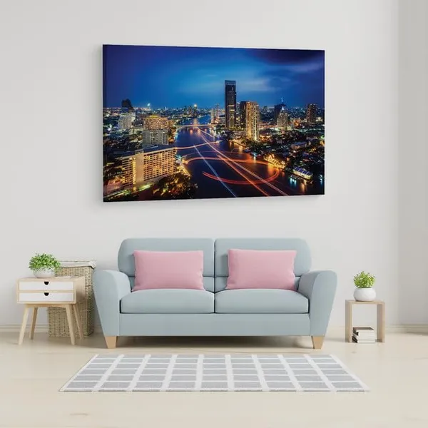 Multicolor_Bangkok_Thailand_Night,_Wooden_Framed_Canvas_Paintings_|_For_Home_Decor_|_Bedroom,_Living_Room,Wall_Decoration_|_Wall_Art_Painting,_Ct0340,_Size_16_X_24_In