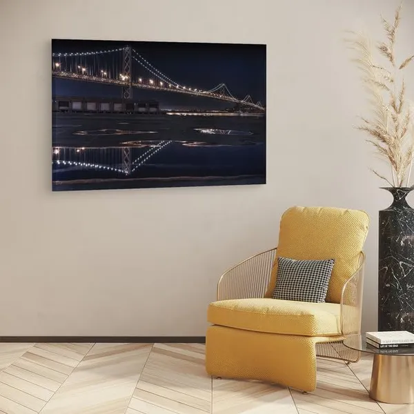 Multicolor_San_Francisco_??_Oakland_Bay_Bridge,_Wooden_Framed_Canvas_Paintings_|_For_Home_Decor_|_Bedroom,_Living_Room,Wall_Decoration_|_Wall_Art_Painting,_Ct0349,_Size_16_X_24_In