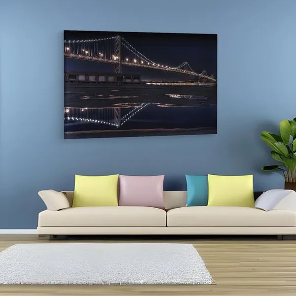 Multicolor_San_Francisco_??_Oakland_Bay_Bridge,_Wooden_Framed_Canvas_Paintings_|_For_Home_Decor_|_Bedroom,_Living_Room,Wall_Decoration_|_Wall_Art_Painting,_Ct0349,_Size_16_X_24_In