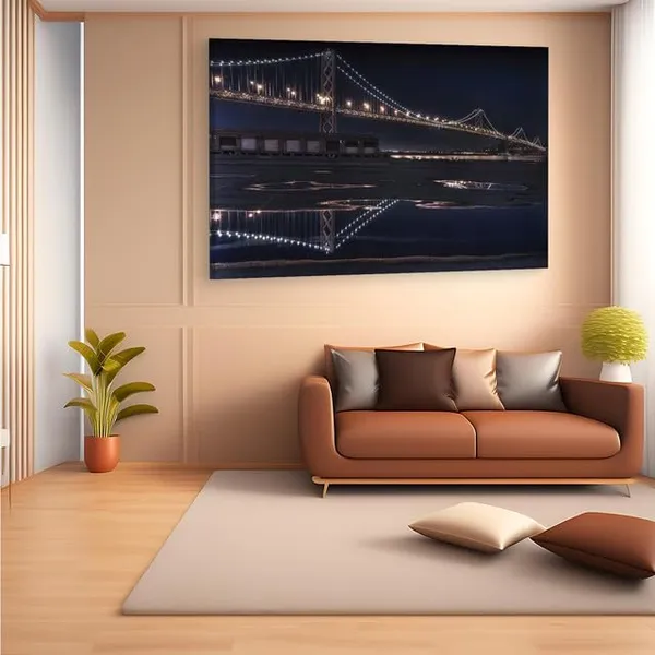 Multicolor_San_Francisco_??_Oakland_Bay_Bridge,_Wooden_Framed_Canvas_Paintings_|_For_Home_Decor_|_Bedroom,_Living_Room,Wall_Decoration_|_Wall_Art_Painting,_Ct0349,_Size_16_X_24_In