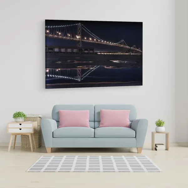 Multicolor_San_Francisco_??_Oakland_Bay_Bridge,_Wooden_Framed_Canvas_Paintings_|_For_Home_Decor_|_Bedroom,_Living_Room,Wall_Decoration_|_Wall_Art_Painting,_Ct0349,_Size_16_X_24_In