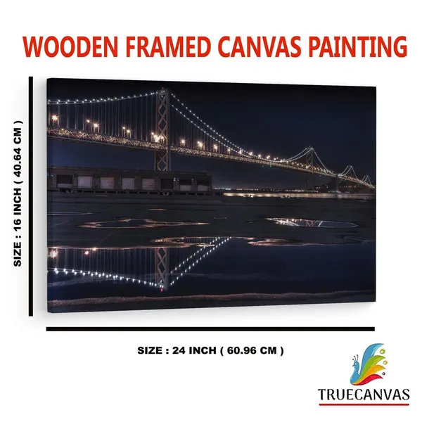 Multicolor_San_Francisco_??_Oakland_Bay_Bridge,_Wooden_Framed_Canvas_Paintings_|_For_Home_Decor_|_Bedroom,_Living_Room,Wall_Decoration_|_Wall_Art_Painting,_Ct0349,_Size_16_X_24_In