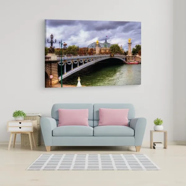 Multicolor_Pont_Alexandre_Iii,_Wooden_Framed_Canvas_Paintings_|_For_Home_Decor_|_Bedroom,_Living_Room,Wall_Decoration_|_Wall_Art_Painting,_Ct0364,_Size_16_X_24_In