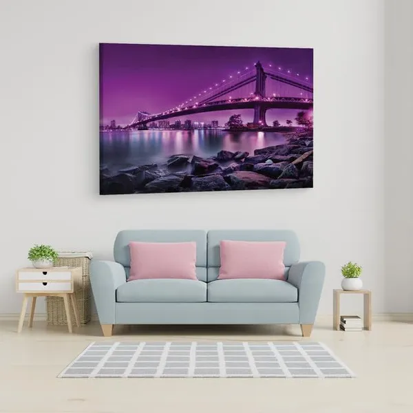 Multicolor_Purple_People_Bridge,_Wooden_Framed_Canvas_Paintings_|_For_Home_Decor_|_Bedroom,_Living_Room,Wall_Decoration_|_Wall_Art_Painting,_Ct0365,_Size_16_X_24_In