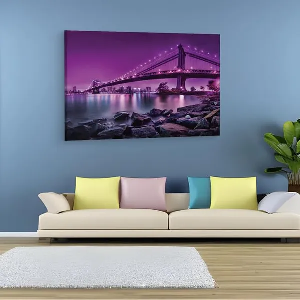 Multicolor_Purple_People_Bridge,_Wooden_Framed_Canvas_Paintings_|_For_Home_Decor_|_Bedroom,_Living_Room,Wall_Decoration_|_Wall_Art_Painting,_Ct0365,_Size_16_X_24_In