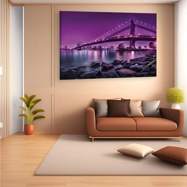 Multicolor_Purple_People_Bridge,_Wooden_Framed_Canvas_Paintings_|_For_Home_Decor_|_Bedroom,_Living_Room,Wall_Decoration_|_Wall_Art_Painting,_Ct0365,_Size_16_X_24_In
