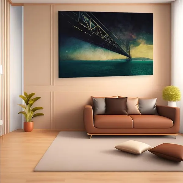 Multicolor_Kobe_Bridge,_Wooden_Framed_Canvas_Paintings_|_For_Home_Decor_|_Bedroom,_Living_Room,Wall_Decoration_|_Wall_Art_Painting,_Ct0367,_Size_16_X_24_In